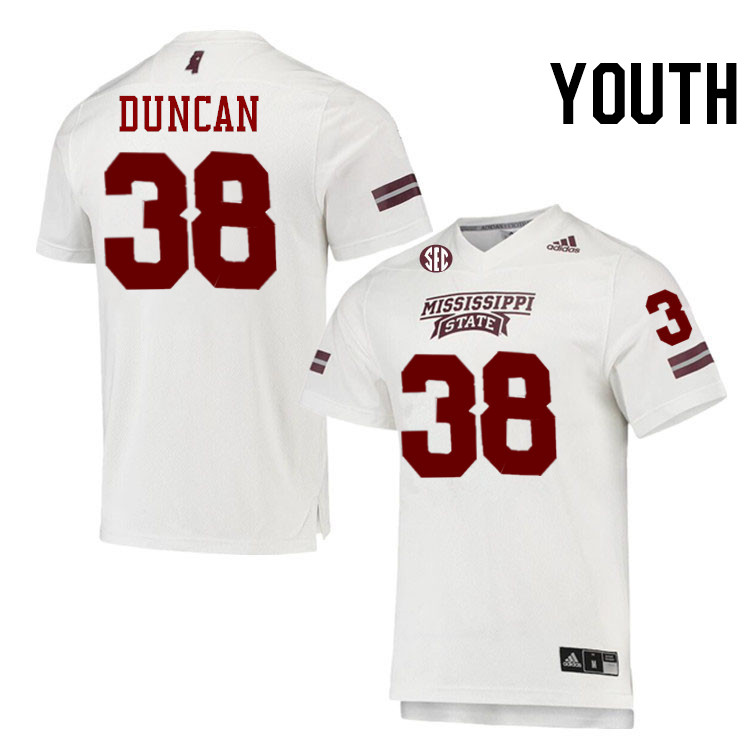 Youth #38 Ashtanyrein Duncan Mississippi State Bulldogs College Football Jerseys Stitched-White